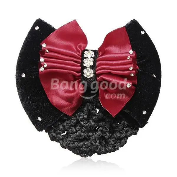DreamClub Crystal Grosgrain Bow Bowknot Barrette Hair Clip Snood Net | Детская одежда и обувь