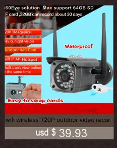 CCTV наружная Водонепроницаемая цилиндрическая IP камера Wifi Беспроводная камера наблюдения S слот для карты памяти CCTV камера ночного видения