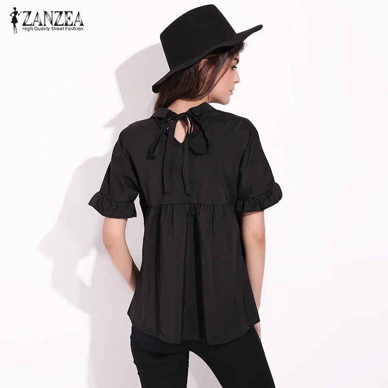 ZANZEA женская модная летняя рубашка с цветочной вышивкой элегантная сексуальная