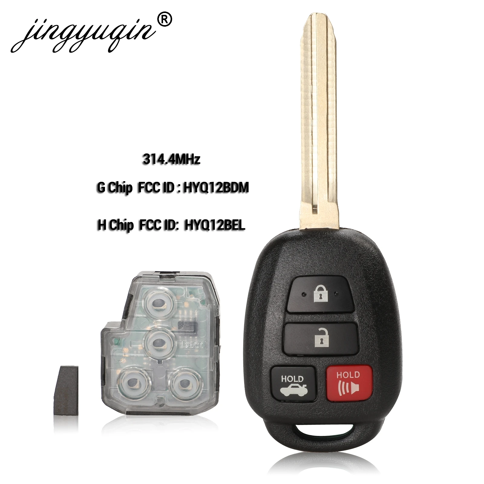 Пульт дистанционного управления jingyuqin HYQ12BDM 314 4 МГц чип G/ H для Toyota Camry Corolla 2012 2017
