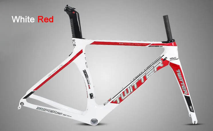 White Red 700C дорожный велосипед карбоновая рама EPS дорожный велосипед Sniper2.0 велосипедные гонки карбоновая рама+ вилка+ подседельный штырь 18 К карбоновая рама ветрозащитная конструкция - Цвет: White Red