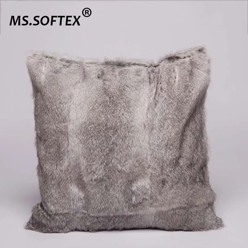 MS.Softex натуральный кроличий мех кожи Подушка Чехол из натурального кроличьего