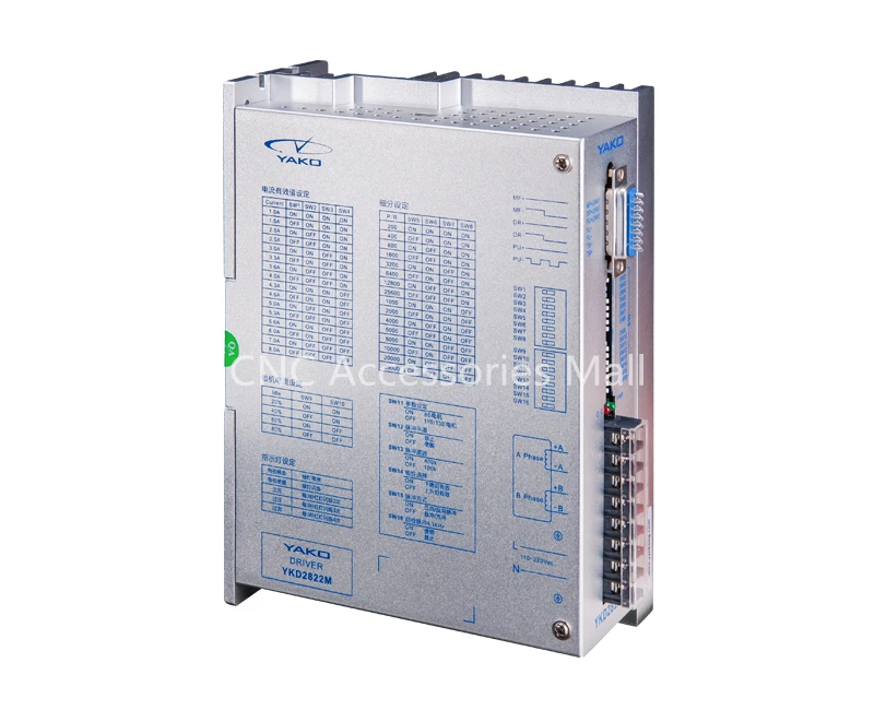 Оригинальный YAKO 2 фазный Драйвер шагового двигателя YKD2822M AC110-220V 8A 400 кГц для