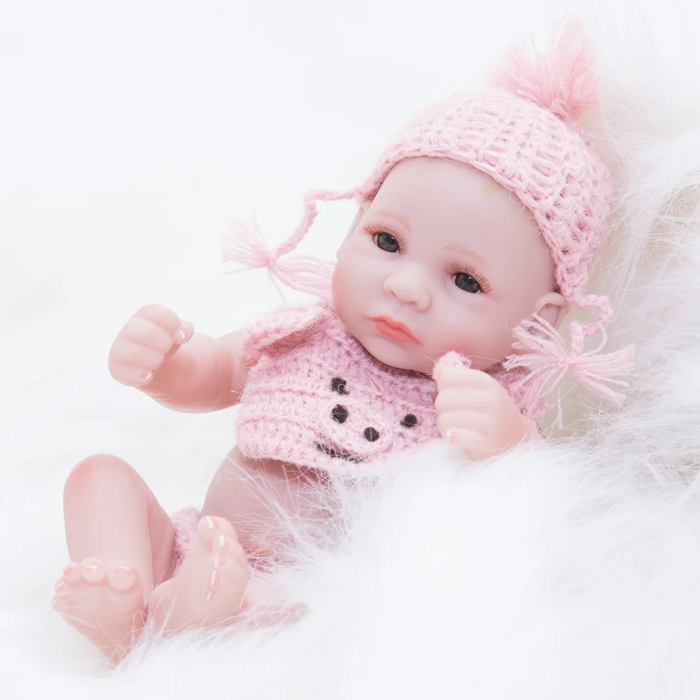 10 дюймов очень маленький милый большой черный глаз Reborn Baby Doll 28 см мягкий винил