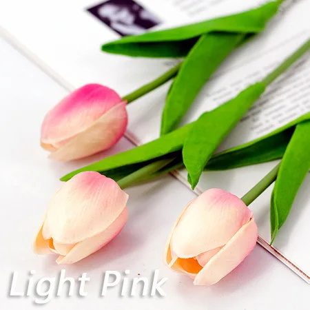 Light Pink Tulips Разноцветный искусственный букет тюльпанов, белый/красный/розовый/желтый, настоящий букет тюльпанов для дома, гостиной, украшения Tulipe - Цвет: Light Pink Tulips