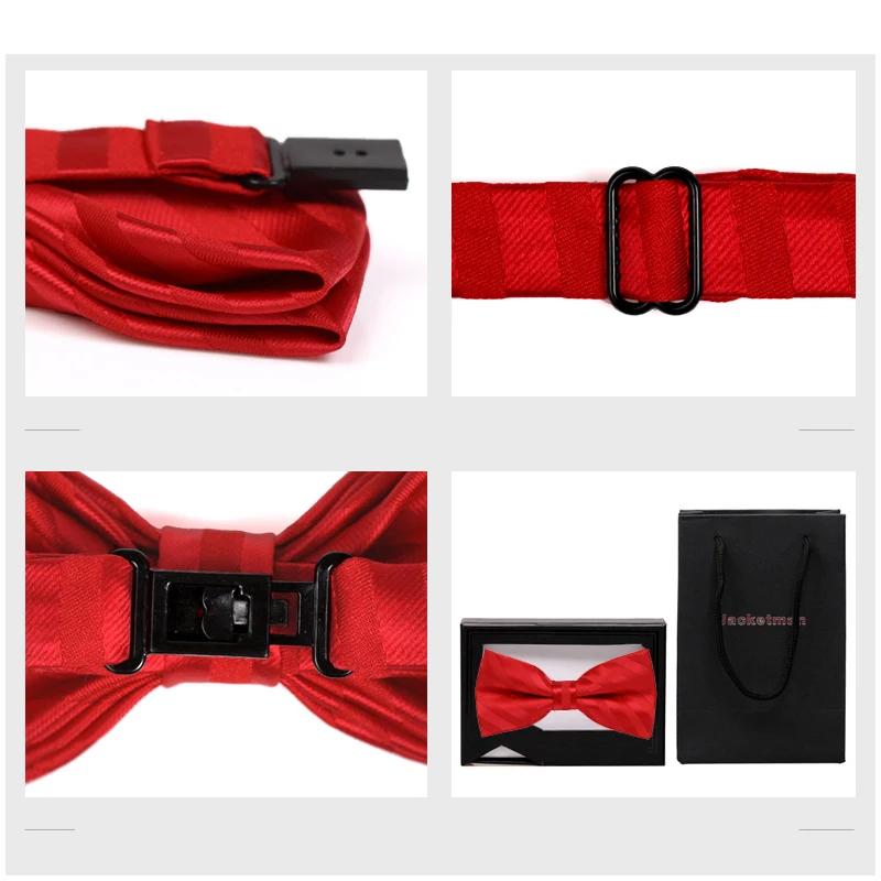 Высокое качество мужской галстук бабочка Красный жаккардовый переплет модные