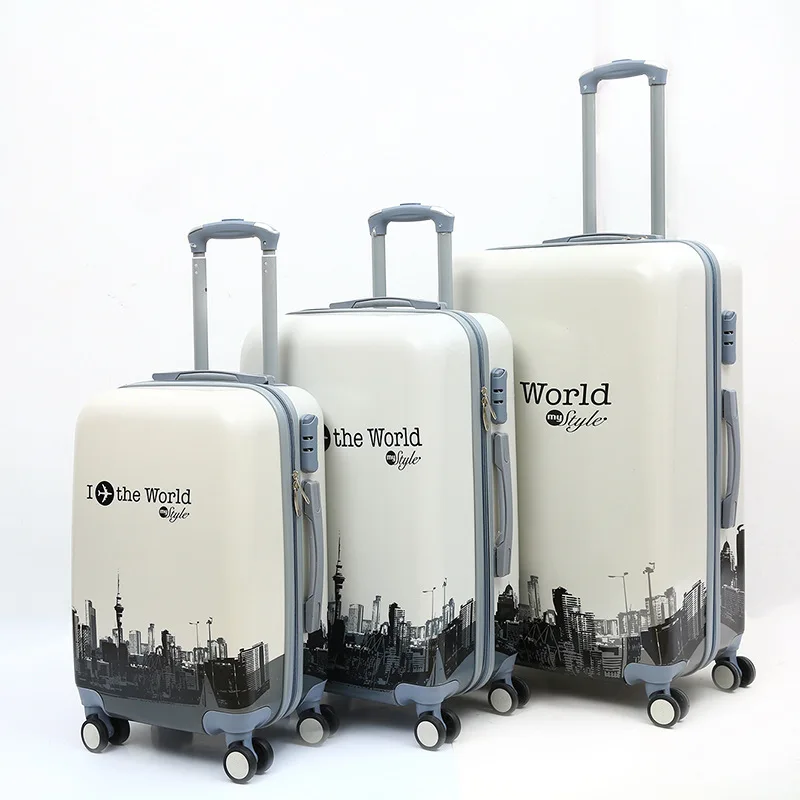 3-piece trolley case Printed pattern lock Luggage Universal wheel suitcase High quality PC Clothese storage valise20&quot24&quot28&quot | Багаж