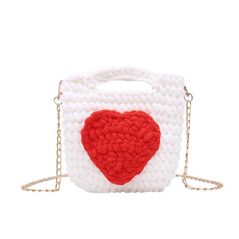 2019 new rope braided handbag luxury brand love lady shoulder bag cute mini change clutch metal chain | Багаж и сумки