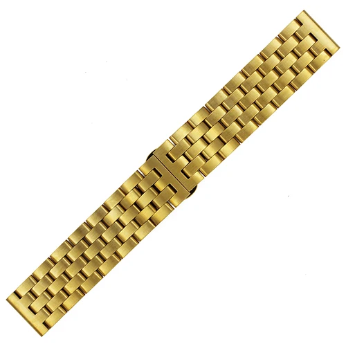 Gold Нержавеющая сталь Смотреть Band 20 мм 22 для Jacques Lemans бабочка туфли с ремешком и пряжкой Quick Release петля ремень браслет черный, серебристый цвет - Цвет ремешка: Gold