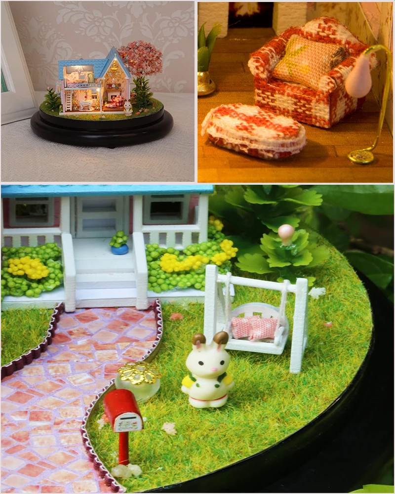 CUTEBEE кукольный дом Миниатюрный DIY кукольный домик с деревянная мебель для дома игрушки для детей подарок на день рождения весенний дискурс B016