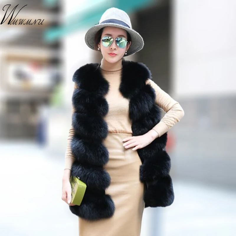 Fashion faux fur vest coat Women Casual street wear Fox Fur Jacket Waistcoat Chic Plus size 3XL Sleeveless teddy coat feamle