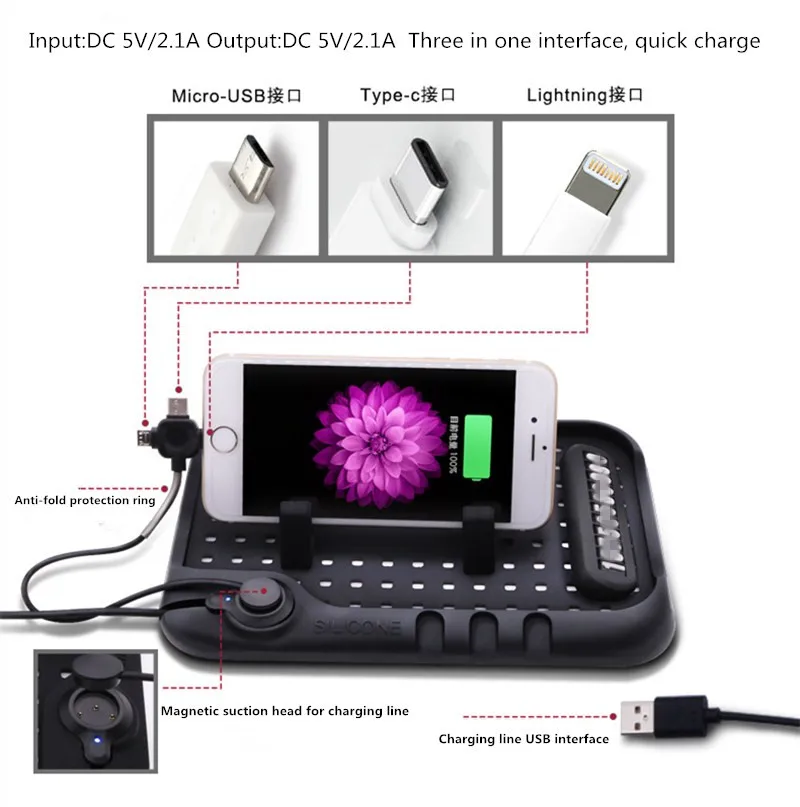 USB навигационный Магнитный силикагель нескользящий коврик для автомобиля Renault clio