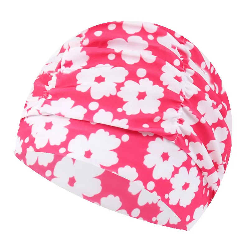 Pleated Flower 14 Новые женские тканевые плавающие шапки для защиты длинных волос с ушками, плиссированные цветочные принты, шапочки для бассейна, шапка размера плюс для женщин и мужчин, одежда для плавания - Цвет: Pleated Flower 14