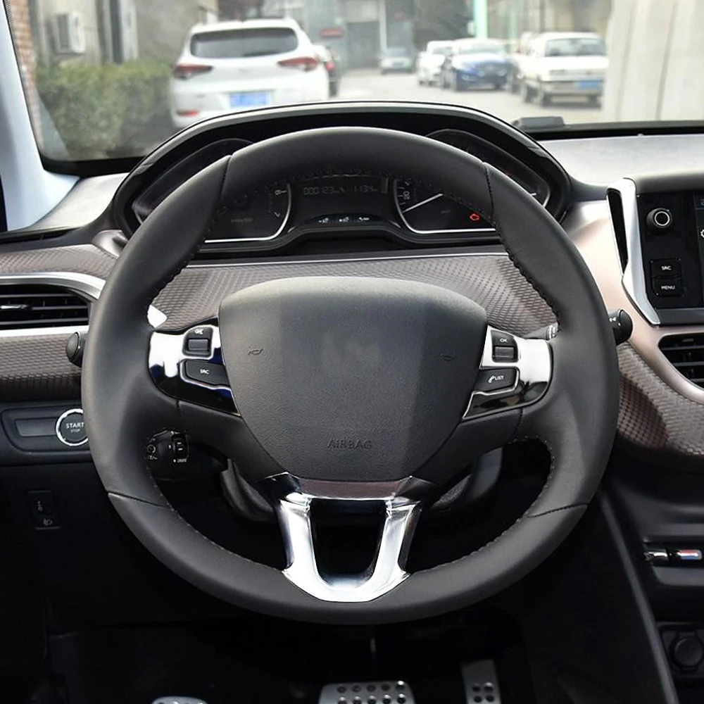3Pcs/Set Car Interior Steering Wheel Decoration Cover Trim Stickers Fit for Peugeot 2008 208 308 308S- Accessories