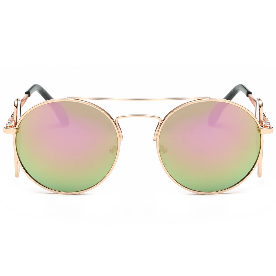 Gold and Pink Ретро Мужские Женские солнцезащитные очки овальные негабаритные флип съемная рамка двойного назначения металлическая оправа солнцезащитные очки UV400 - Цвет линз: Gold and Pink