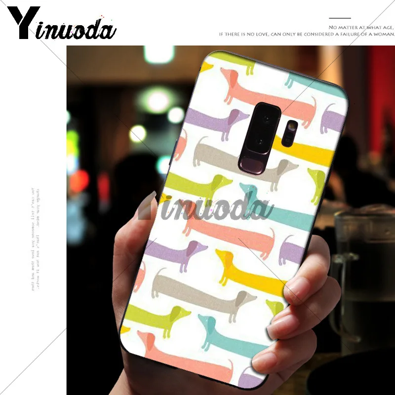 Yinuoda Animals Dogs Dachshund Black Soft Shell Phone Cover for Samsung S9 S9 plus S5 S6 S6edge S6plus S7 S7edge S8 S8plus
