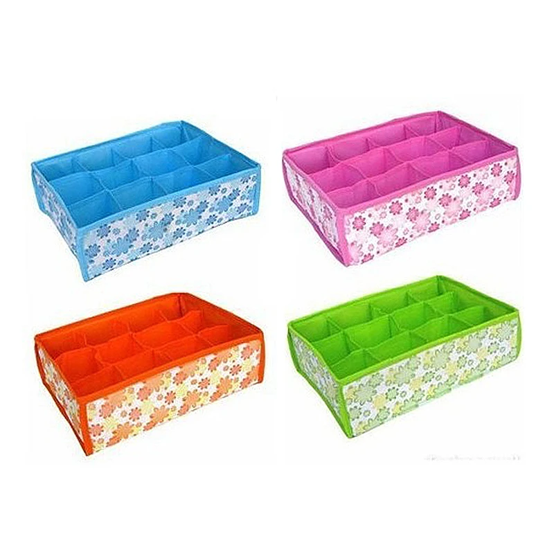 2016 Factory direct sales HOT 31*23*11CM Non-Woven Fabric Hot Sale Folding 12 Grid Storage Box for Bra Underwear Socks | Дом и сад