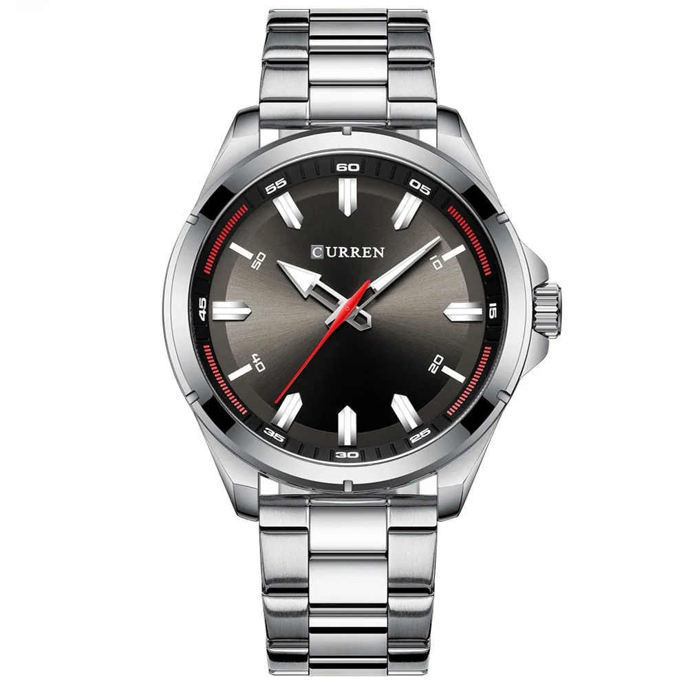 silver black CURREN Топ мужские s часы люксовый бренд простые мужские часы наручные водонепроницаемые мужские Кварцевые спортивные часы Relogio Masculino - Color: silver black