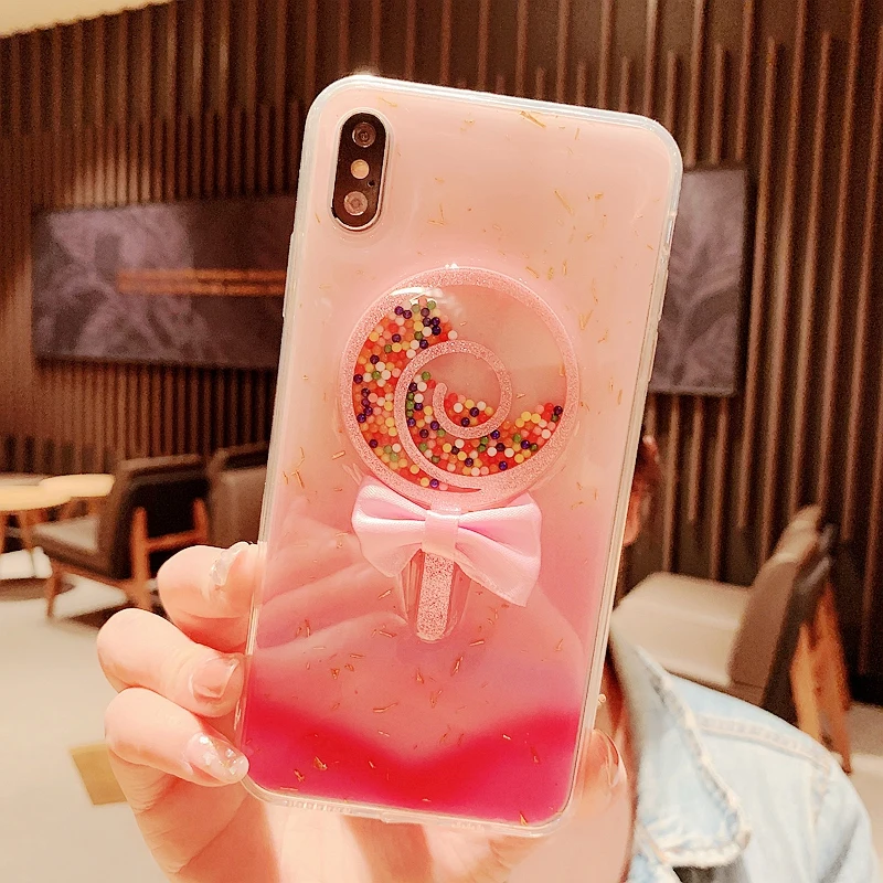 Роскошный чехол для Iphone X Xs Max 7 8plus 6s Xr с блестками и бантом мягкий прозрачный из