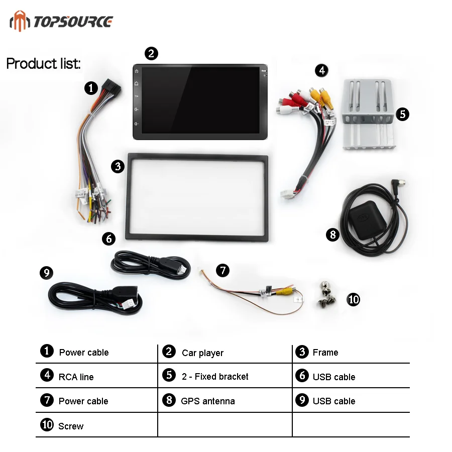Автомобильный радиоприемник TOPSOURCE 7 дюймов Универсальный RDS 2 Din Android 1