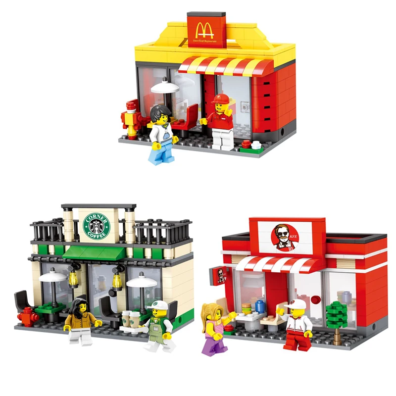 Город Мини Street Лего здания 3D режим работы магазина Совместимость withLego магазин view