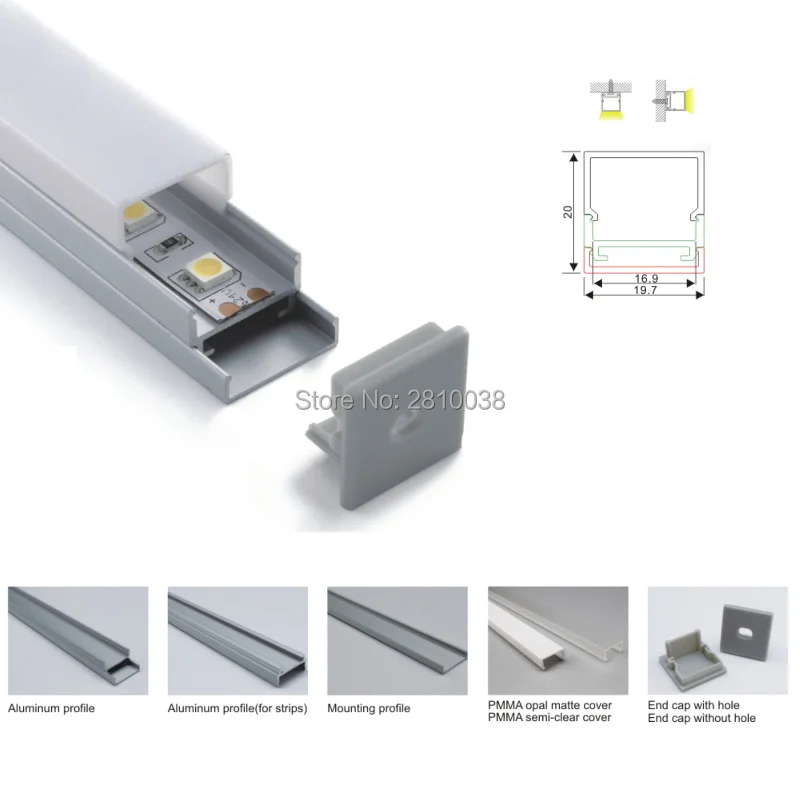 300X2 м наборы/лот анодированный Серебряный линейный световой профиль led и 20 мм