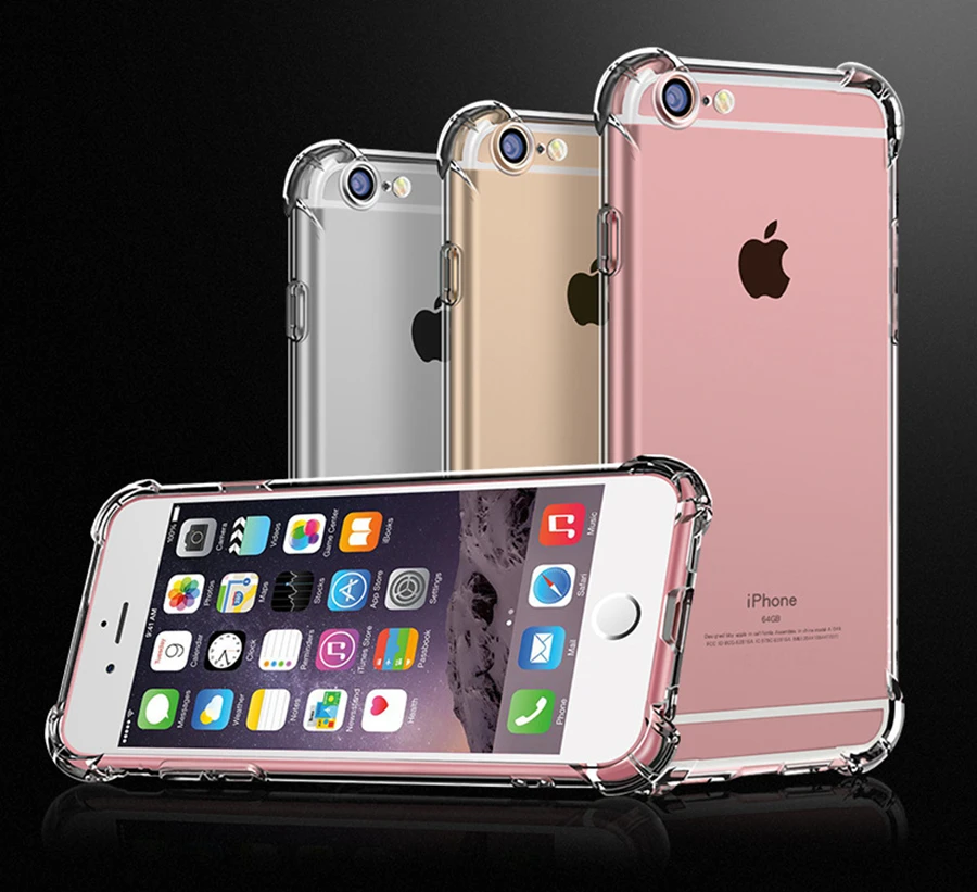 

Super Shockproof Clear Soft Case for iPhone 5 5S SE 8 7 6 Plus 6SPlus 7Plus 8Plus X S R MAX Silicon Luxury Cell Phone Back Cover