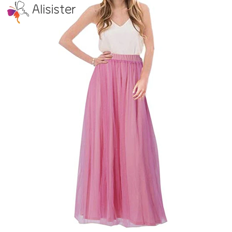 12 видов цветов Женская эластичная юбка макси с высокой талией однотонная