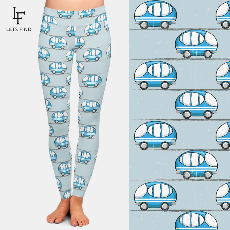 С мультяшным автомобилем Трусы с рисунком леггинсы высокой талией размера плюс