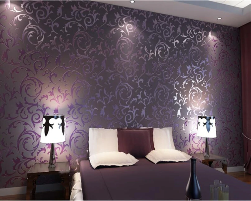 

wall paper home decor High quality wallpaper 3D papel de parede bedroom background desktop wall paper rolls Purple Beibehang