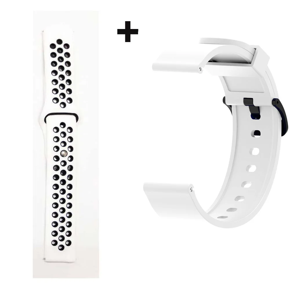 white black-white Для Xiaomi Amazfit GTS браслет Amazfit Bip ремешок для часов Amazfit GTR 42 мм силиконовый ремешок для часов - Цвет: white black-white