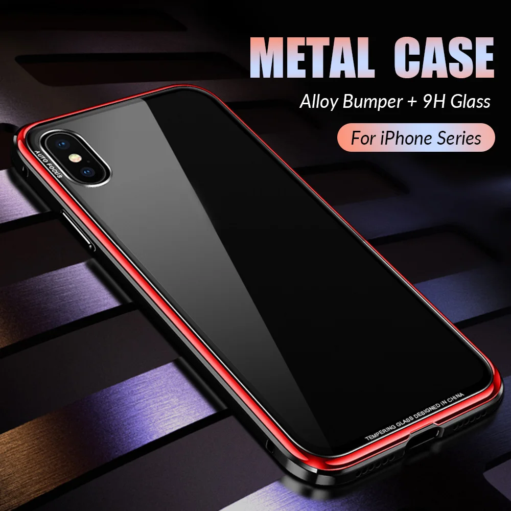 Роскошный металлический чехол для iPhone XR XS Max Алюминиевый бампер закаленное