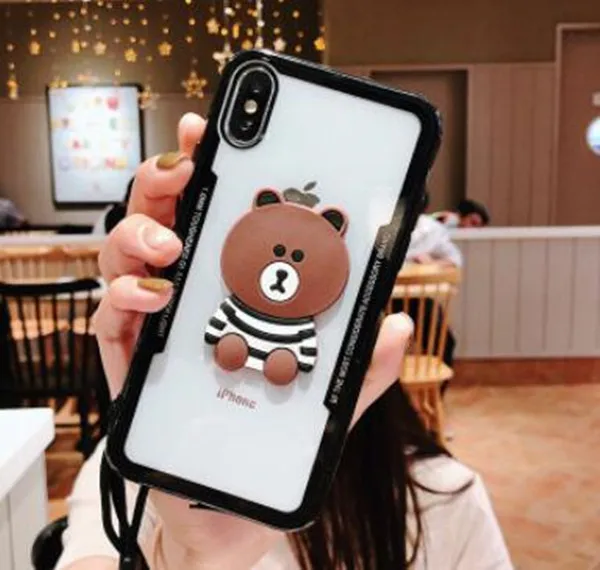 Милый мультяшный медведь чехол для телефона iPhone X XS XR Max акриловая задняя крышка 6
