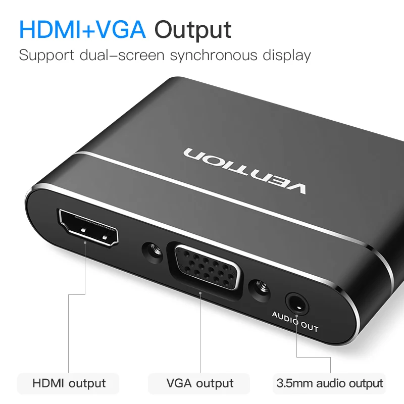 Vention USB 3 в 1 адаптер к HDMI VGA аудио-видео конвертер HD Цифровой AV для iPhone iPad |