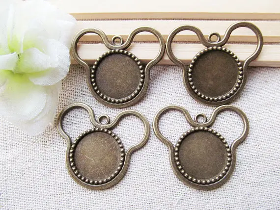 10 шт. античный серебряный тон/античная бронза основа для Микки Мауса оправа