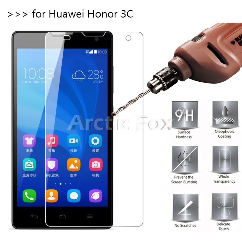 5 шт./лот закаленное Стекло для huawei Honor 3C Экран протектор Защитная пленка