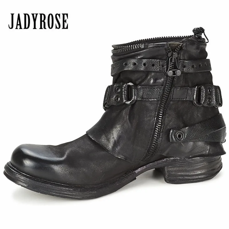 Jady Rose/Коллекция года; Модные женские ботильоны из натуральной кожи; Цвет черный, фиолетовый; ботинки в стиле панк с декором из цепочки; женская обувь на плоской подошве; Botas Militares