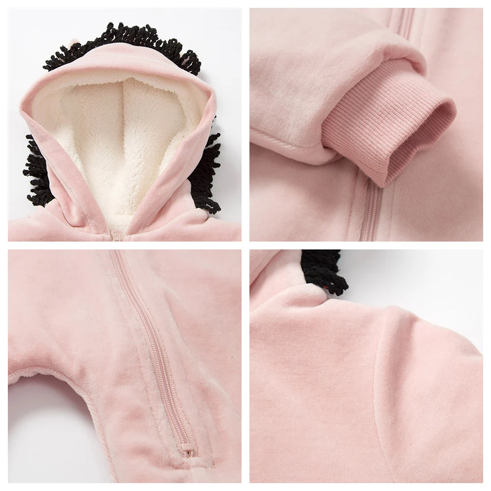 Мини комбинезон Balabala Baby Critter хлопковый цельный с длинными рукавами и капюшоном на