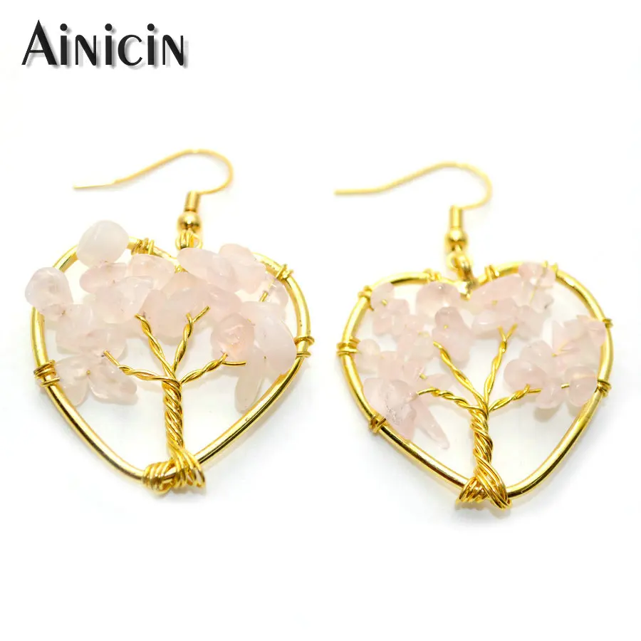 Золотой натуральный серебристый цвет розовый КВАРЦЕВЫЙ ручной браслет Дерево