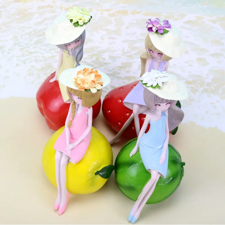 1 шт. домашние украшения японский стиль фрукты из смолы девушка модель мультфильм