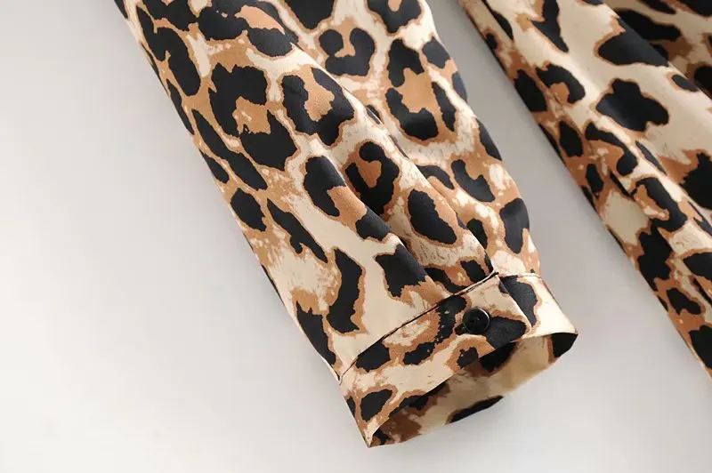 JuneLove 2019 Осеннее длинное леопардовое Платье макси с длинным рукавом элегантное