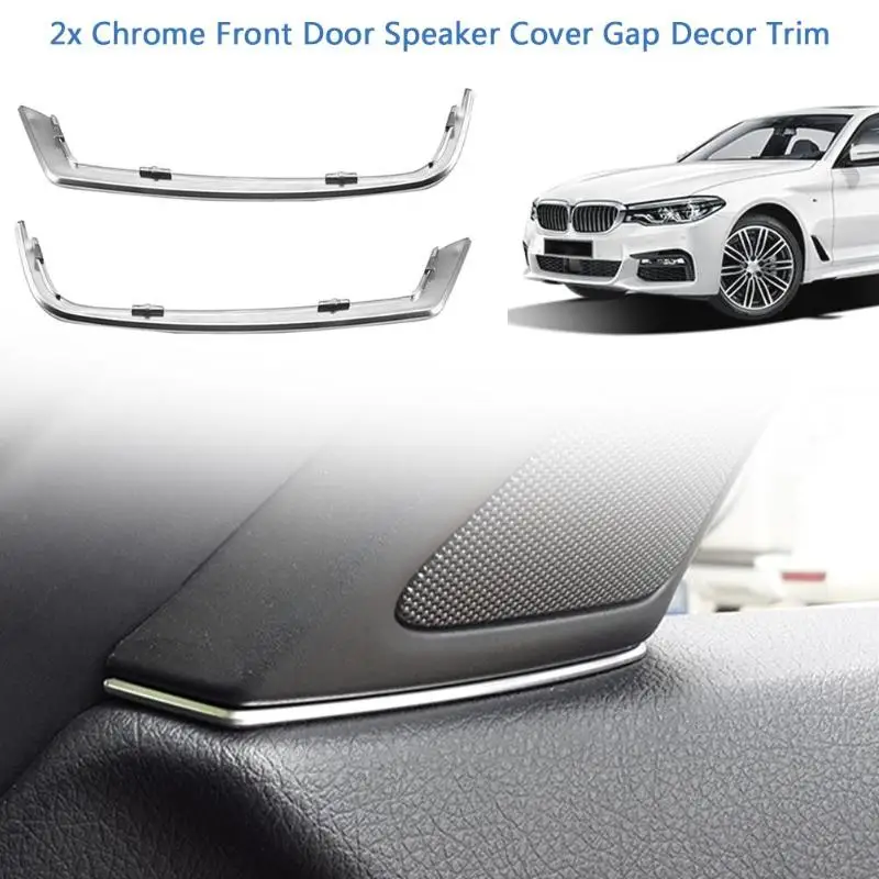 

2Pcs Car Front Door Speaker Car Interior Accessories Cover Gap Trim Silver ABS Interior Mouldings for BMW 5 Series F10 2011-2013