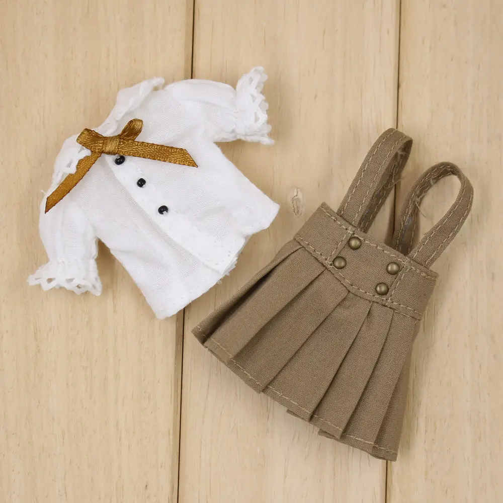 like the picture Наряды для Middie Factory Blyth doll рубашка с пышными рукавами и юбка на бретелях костюм для BJD 20 см - Цвет: like the picture