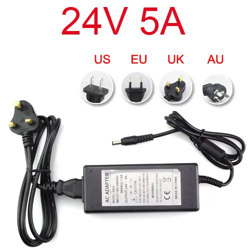 24V5A Светодиодный источник питания 2A 3A 5A 6A 7A 8A 110 В 220 В до 12 В адаптер освещения зарядное устройство Трансформатор для светодиодной ленты бар 5050 2835EU US - Цвет: 24V5A