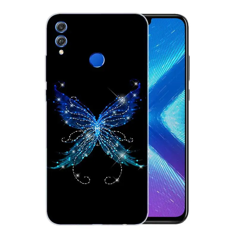 Матовый мягкий с рисунком бабочки чехол для Huawei Honor V20 8X 7 8 9 10 lite 7X 8A V9 Play |