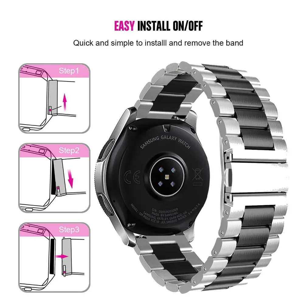 50 шт. 20 мм 22 мм ширина нержавеющей стали ремешок для samsung Galaxy Watch 46 мм/gear S3 Classic/S3 часы пограничника ремешок металлический браслет