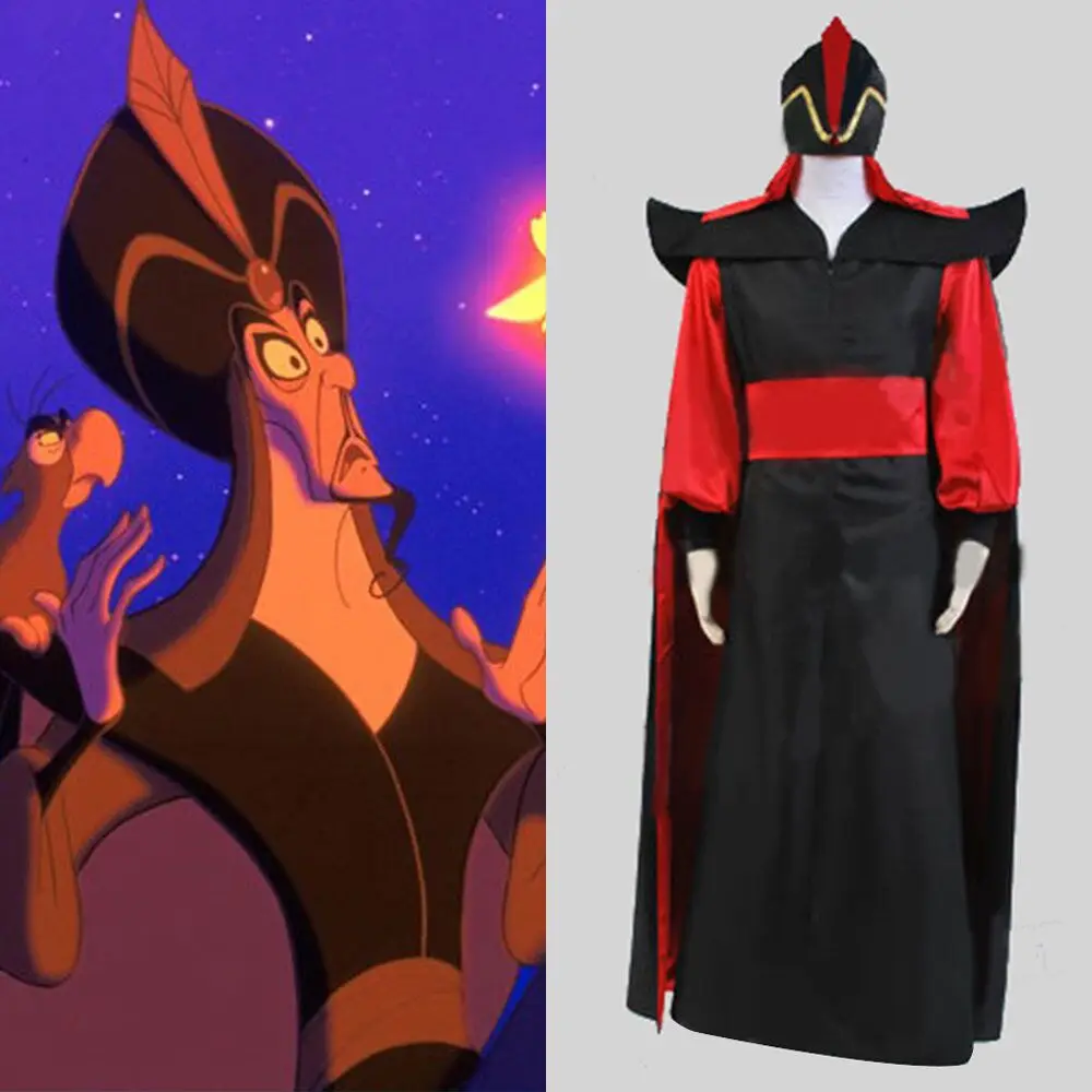 (В наличии) Взрослый Для Мужчин's Алладин Косплей Джафара злодей Костюм полные