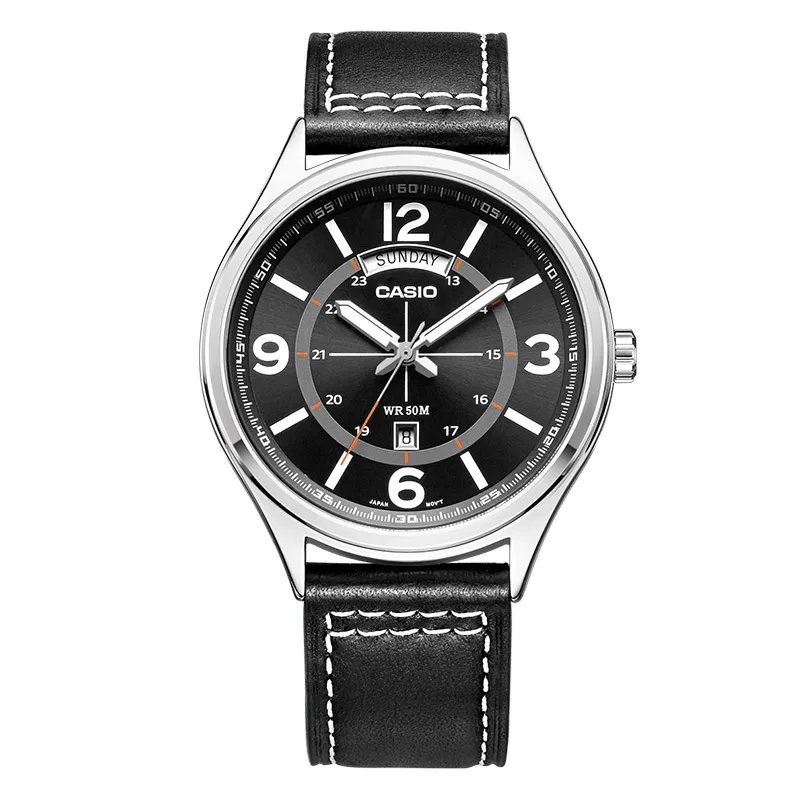 MTP-E129L-1A Casio Часы Топ бренд кварцевые золотые наручные часы мужские модные повседневные оригинальные часы Relogio Masculino MTP-E129 кожаный ремень - Цвет: MTP-E129L-1A
