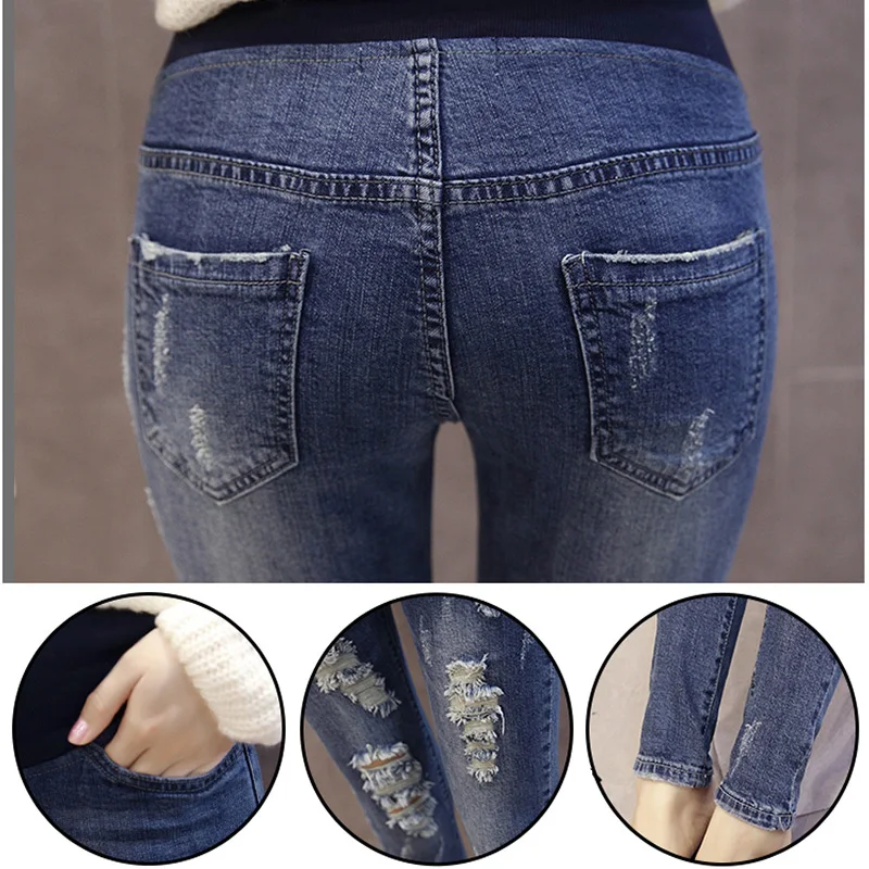

Ripped Maternity Jeans Pants for Pregnant Women Clothes Nursing Trousers Pregnancy Overalls Denim Long Prop Belly Legging New