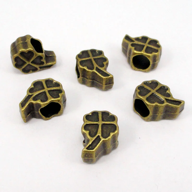 

60pcs-Antique бронза четыре листа бусины с клевером 13x8x7mm